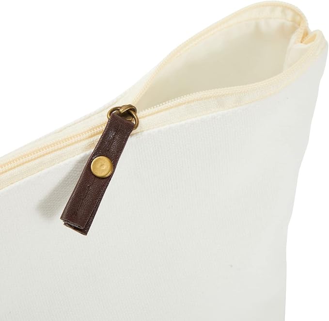 Juvale 6 Pack Canvas Makeup Bags with Zipper - 11.75 x 5.5 In White Cotton Canvas Makeup Bag Set for Toiletries and DIY Crafts