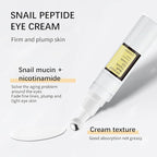 Snail Peptide Eye Cream for Dark Circles, Puffiness and Wrinkle, Snail Mucin & Nicotinamide, Moisturizing, Hydrating, Firming, Massage Ball, 17ml