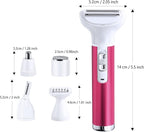 Electric Razor for Women Removal for Body Nose Hair Trimmer Face Shavers Eyebrow Legs Armpit Bikini Area Pubic Underarms Painless Rechargeable Portable 5 in 1 Womens Razors Set