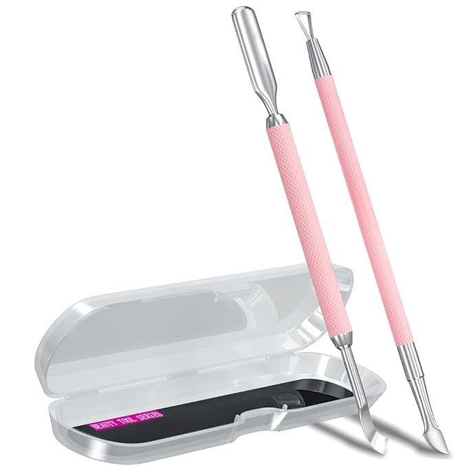 2PCS Metal Pink Cuticle Pusher
