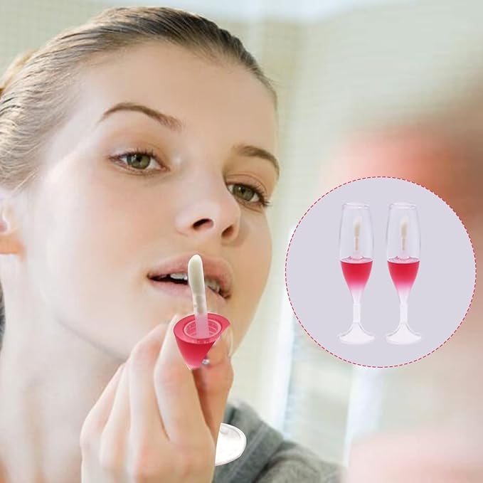 FZBNSRKO Lip Gloss Tubes, 10pcs 8ml Empty Refillable Bottles, Wineglass Shaped Containers for Women Girls, Reusable, Portable, Transparent and Red