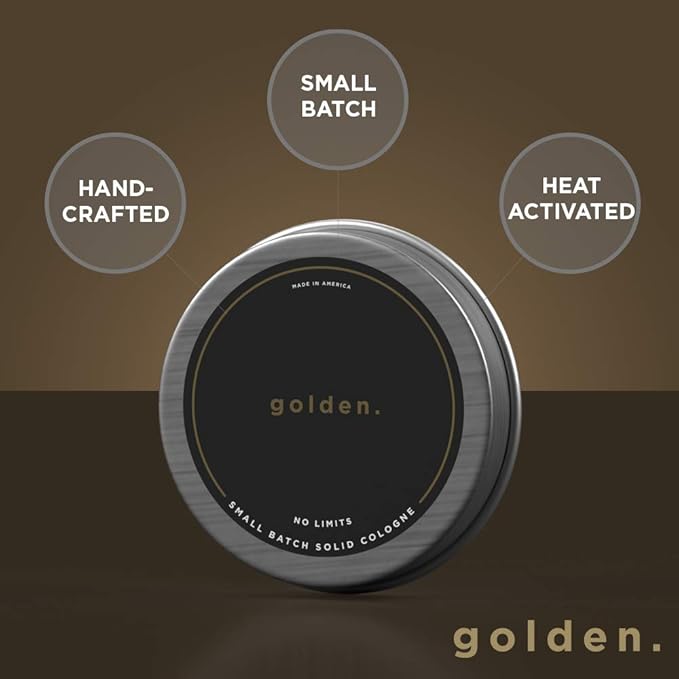 Golden Grooming Co. Solid Cologne - Travel-Sized Concentrated Balm - Solid Perfume with Subtler Scent and Long-Lasting Fragrance - For Men of Color - 1 oz Tin