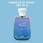 RASASI Hawas Ice EDP 100ML (3.4 OZ) | Long Lasting, Exquisite, Luxurious, Arabian Scents. (PACK OF 3)