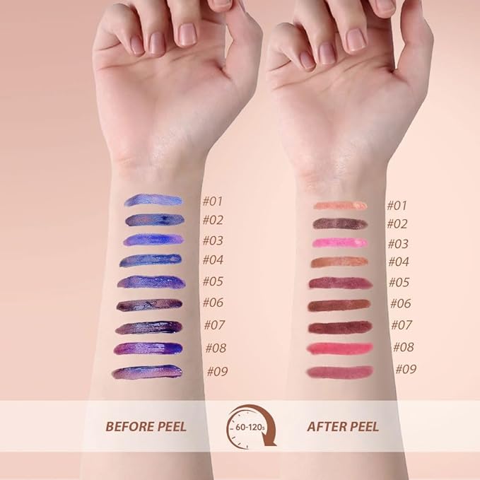 Matte Lip Gloss Peel Off Masque - Peel Off Lip Stain Tattoo, Toffee Rose Peel Off Lip Tint，Long Lasting Waterproof Transfer-proof Lip Mask Lip Stain Peel Off Lip Gloss, Stay Lip Makeup 02#