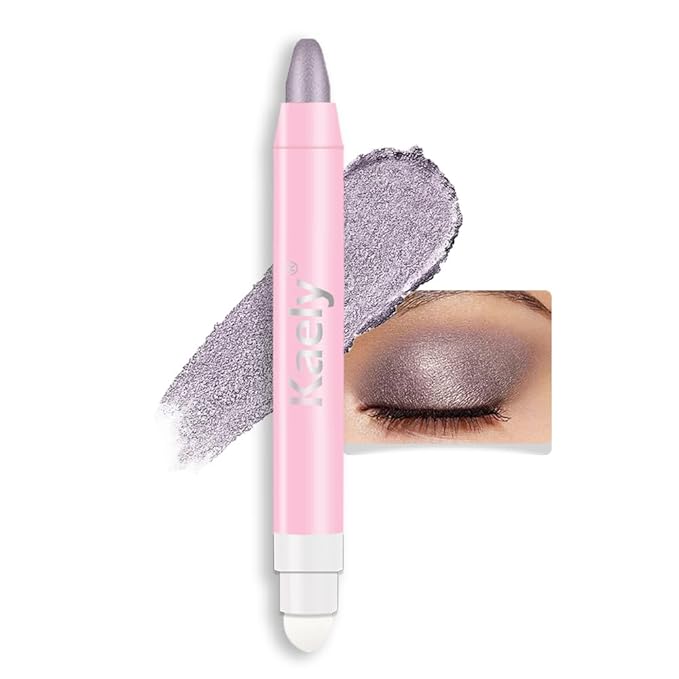 Kaely 2in1 Cream Eye Shadow Brightener Sticks for Eyes, Pencil Eyeshadow Applicator Stick Waterproof Pigmented, Eye Shadow Palette Highlighter Makeup, sombras para ojos, 24 Smoky Amethyst Shimmer