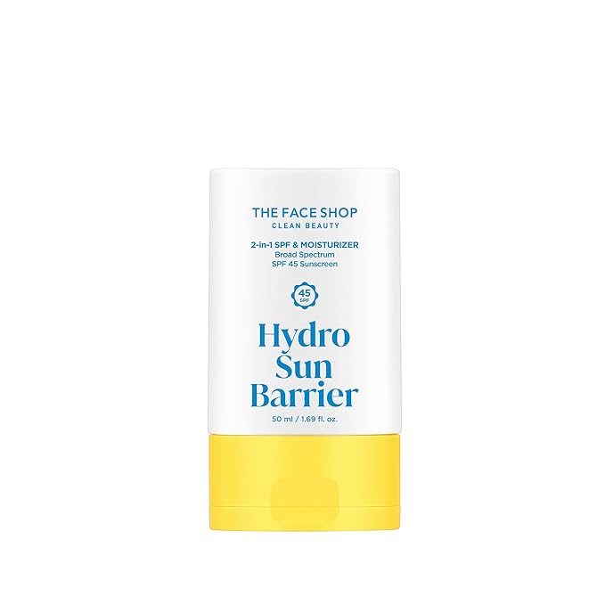 THE FACE SHOP Hydro Sun Barrier 2-in-1 Sunscreen & Moisturizer, Broad Spectrum SPF 45, Korean Sunscreen Skin care, Daily Hydrating Moisturizer for Face with Niacinamide, No White Cast