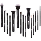 DUcare Makeup Brushes 15Pcs Premium Synthetic Kabuki Makeup Brush Set, Professional Foundation Concealers Powder Blush Blending Face Eye Shadows Black Brush Sets