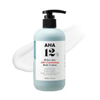 V11FACTORY AHA 12% Glycolic Acid Body Lotion – Korean Exfoliating & Hydrating Body Cream with Hyaluronic Acid & Collagen – Unscented, Paraben-Free Skin Smoothing Moisturizer, 10.6 oz