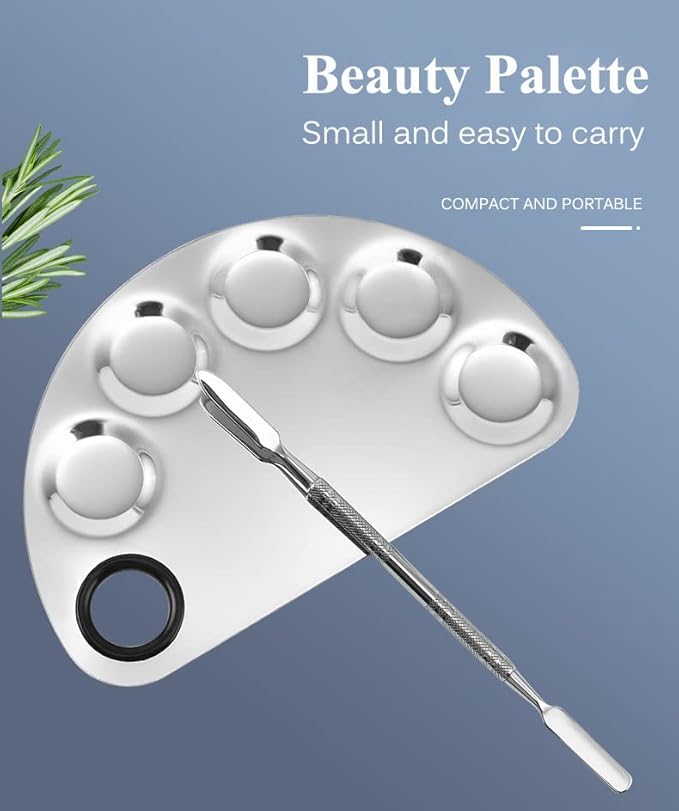 AKOAK Stainless Steel Beauty Palette, with Spatula Tool,