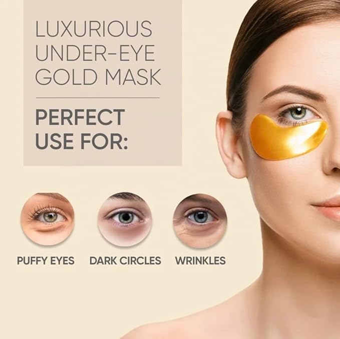 mascarillas de tratamiento ocular con colageno, Parches para el cuidado de la piel bajo los ojos de oro de 24 Kilates