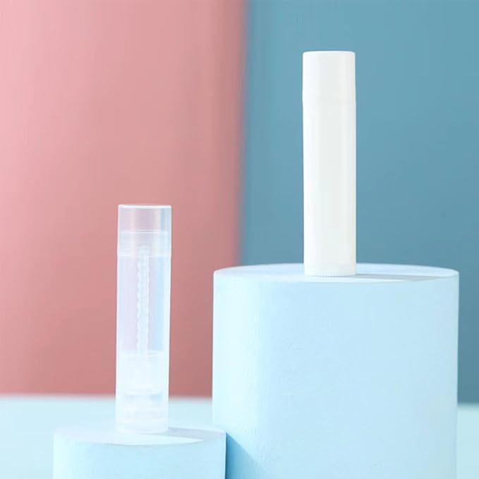 50 Lip Balm Container Kit with Filling Tray and Spatula, Round Tube Refillable Empty Tube 3 Colors, 0.15 oz, BPA Free, for DIY Homemade Lipstick Lipstick (50 translucent kits,)