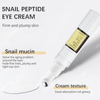 Snail Peptide Eye Cream Non-Sticky Snail Mucin Eye Care Hydrating Essence with 360° Massage Ball for Reducing Dark Circles/Puffiness/Fine Lines, Moisturizing, Firming, Adding Skin Elasticity