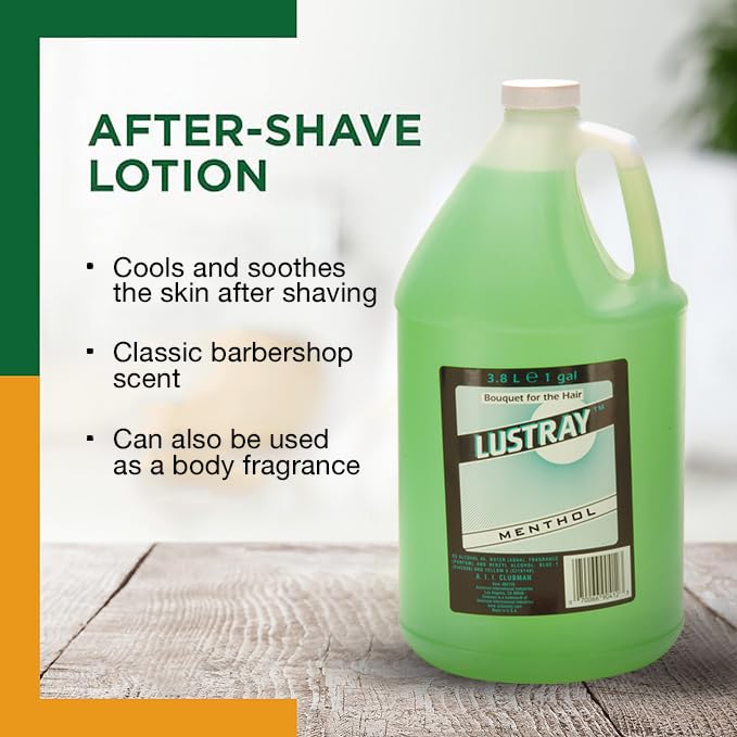 Clubman Lustray Menthol Face & Scalp Rub, Refreshing Menthol Formula for Cooling Sensation and Invigorating Care, Ideal for Post-Shave Use, 1 Gal, 1-Pack