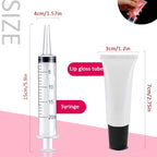 AMORIX 50PCS Lip Gloss Tubes 5ml Black Cap Lip Gloss Containers Empty Lip Balm Tubes Refillable Cosmetic Squeeze Lipgloss Tubes + 2 x 20ml Syringes Tag Labels for DIY Lip Gloss Base Glitter