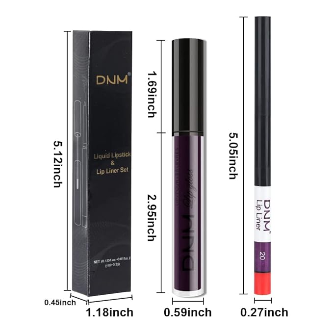evpct 2Pcs Dark Deep Purple Plum Black Matte lipstick and Lip Liner Pencil Makeup Set for women Matte Smudge Proof Lipstick Lip Stain Long Lasting Waterproof labiales mate 24 horas originales 20#