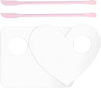 Makeup Mixing Palette Spatula Set, 2PCS Mini Acrylic Makeup Palette & 2PCS Silicone Skincare Spatula, Cream Foundation Palette for Mixing and Save Cosmetics (Pink,Square+Heart)