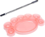5Pcs ABS Makep Palette Nail Painting Palette with Stainless Steel Stirring Rod Nail Tool Set, Nail Art Polish Painting Mixed Color Palette