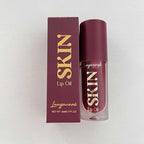 Big Brush Head Hydrating Lip Glow Oil Plumping Lip Tint, Hydrating Lip Gloss Tinted Lip Balm Transparent Lip Care, Long Lasting Nourishing Non-sticky Fresh Texture (Chocolate)