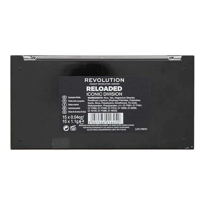 Makeup Revolution Reloaded Palette, Makeup Eyeshadow Palette, Includes 15 Shades, Lasts All Day Long, Vegan & Cruelty Free, Iconic Division, 16.5g