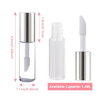 AMORIX 50PCS Mini Lip Gloss Tubes with Wand 1.2ml Empty Lip Gloss Containers Clear Refillable Travel Lip Balm Bottles for Samples with 5ml Syringes DIY Lip Gloss Base + Tag Labels(Silver)