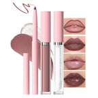 3-in-1Nude Pink Matte Lip Stain Kit | Waterproof Lip Liner + Hydrating Matte Lip Gloss + Nourishing Lip Oil | Long Lasting Plumping to Create Perfect Lip Makeup.01#