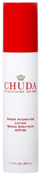 Chuda Sheer Hydrating Lotion Broad Spectrum SPF 30 – Sunscreen Face Moisturizer Cream – Vitamin-Rich Daily Moisturizer SPF – Sheer and Invisible Cover - Ideal for Dry, Sensitive Skin – 50ml