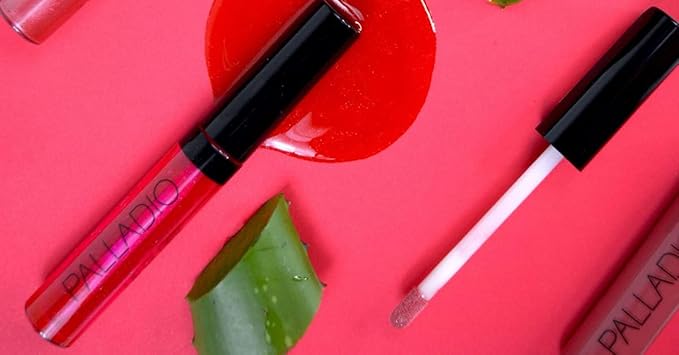 Palladio Lip Gloss, Pink Candy, Non-Sticky Lip Gloss, Contains Vitamin E and Aloe, Offers Intense Color and Moisturization, Minimizes Lip Wrinkles, Softens Lips with Beautiful Shiny Finish