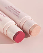 Wander Beauty On-the-Glow Blush and Illuminator - Strawberry Fields/Nude Glow - 7-in-1 Hydrating Cream Blush & Highlighting Stick - Stick Blush for Cheeks, Lip, & Body- Highlighter & Blush - 0.4 oz