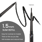 Kaely 1.5mm Skinny Gel Eyeliner Pencil,Black Cat Eye Liner Makeup Pen,Cream Smooth Eyeliner Crayon,delineador de ojos contra el agua,Waterproof Long Lasting 16 Hour Wear,Vegan & Cruelty Free,01