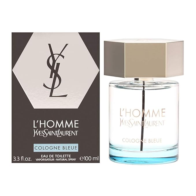 YVES SAINT LAURENT L'homme Cologne Bleue For Men Eau De Toilette Spray, Multicolor, aromatic aquatic, 3.3 Fl Oz