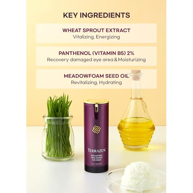 Age Control Vital Energy Eye Cream 0.57 fl. Oz. (17ml), Plant Stem Cell + Real Protein + Hyaluronic Acid + Vitamin infused eye cream, Wrinkle Care Eye cream, K-Beauty