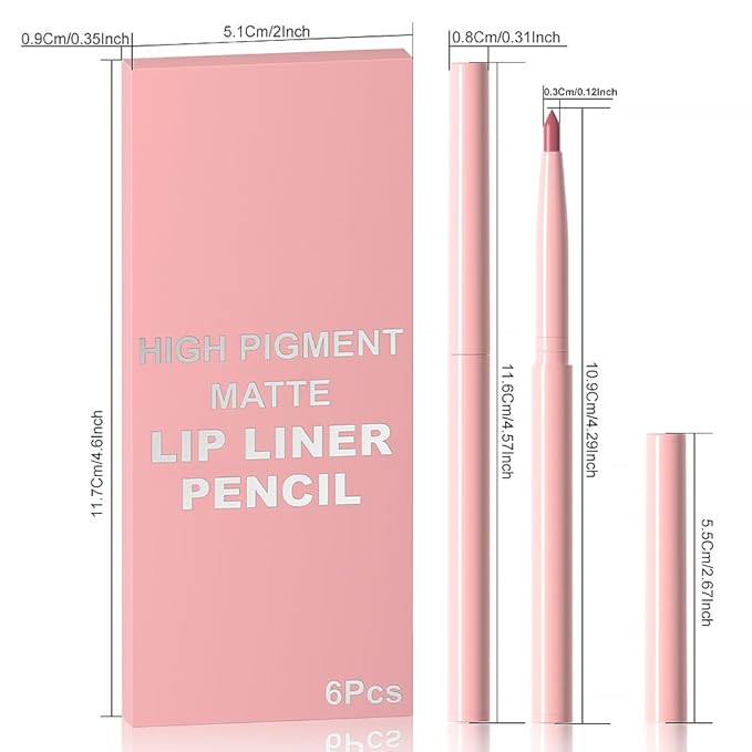 evpct 6Pcs Retractable Lip Liner Pencils Set Pack for Shaping & Sculpting Lips, Ruby Mauve Red Rose Nude Pink Plum Purple Taupe Brown Creamy Matte Gel Lip Liner Lipliners Pencil delineador de labios