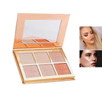 6 Colors Highlighter Makeup Face Palette, Shiny Glow Highlighter Shimmer Metallic Palette Professional Face Contouring Blemish Pallet, Natural Shiny Makeup Face Glitter Blush Cheeks Pallet Contour Illuminator Makeup Highlight Powder for Women
