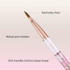 Acrylic Nail Brush Size 2,KEMEISI 100% Pure Kolinsky Nail Art Brushes Sturdy Handle Oval Shaped Acrylic Powder Nail Design Tools for Professional Manicure DIY Home Salon (White)