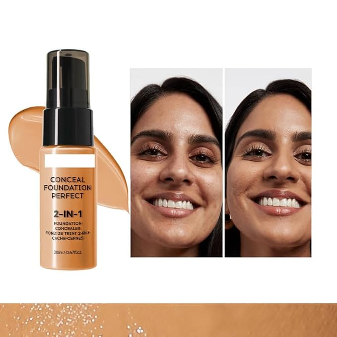 6 Colors Liquid Foundation Long-Lasting,Poreless Liquid Oil Concealer Foundation For All Skin Type,Waterproof & Sweat-Proof,Easy To Push Away,Flawless Finish Foundation,Balanced Skin Color