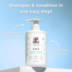 Love Ur Curls Kids - LUCK 2 in 1 Shampoo and Conditioner, Fragrance Free, Pediatrician Approved, Gentle Tear Free Unscented Formula, Easy to Detangle Curls, Sulfate and Paraben Free, 300 mL