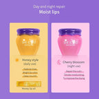 2PCS Lip Mask Overnight, Honey&Sakura Day and Night Repair Sleeping Lip Balm, Fade Lip Lines Bee Balm, Hydrating &Prevention Dry and Crack Lip Scrubs Exfoliator