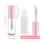 AMORIX 50PCS Mini Lip Gloss Tubes with Wand 1.2ml Empty Lip Gloss Containers Refillable Travel Lip Balm Tubes for Samples with 5ml Syringes DIY Lip Gloss Base + Labels (Pink)