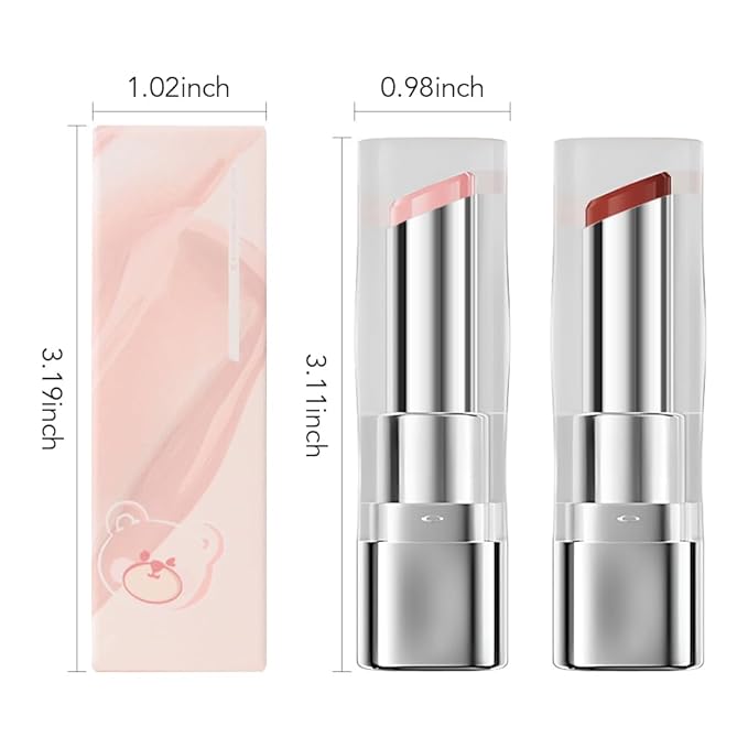 2Pcs Tinted Lip Balm Moisturizing Lipstick – Soft Pale Pink & Cool Plum Red Sheer Hydrating Lip Color for Dry Lips – Nourishing Lip Balm for All Women with a Subtle Natural Scent (S01 & S04)