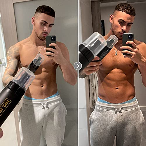 Sunless Tanner Starter Pack For Men | AMINOTAN - The Best Clear Self Tan Mousse For Men Works With Hair + Sweat Proof (Mitt & Bottle) - 6.7fl