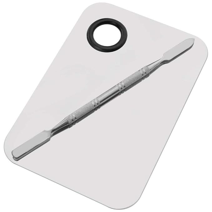 6 by 4 Inches Makeup Palette Stainless Steel Palette Cosmetic Artist Mixing Palette with 6 Inches Spatula Tool