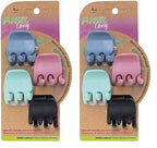 Planet Goody Plant-Based Heritage Claw Clips, Medium, Extra Strong, Bright Colors, Pink, Periwinkle, Green, And Black, 4 Count (Pack of 2)