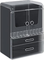 Acrylic Makeup Organizer with Drawers – 38.5CM Large Capacity Cosmetic Storage Box, Dustproof & Waterproof Vanity Organizer for Skincare, Jewelry, Lipsticks & Beauty Products (Black)