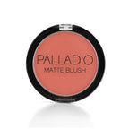 Palladio Matte Blush, Brushes onto Cheeks Smoothly, Soft Matte Look and Even Finish, Flawless Velvety Coverage, Effortless Blending Makeup, Flatters the Face, Convenient Compact, Toasted Apricot