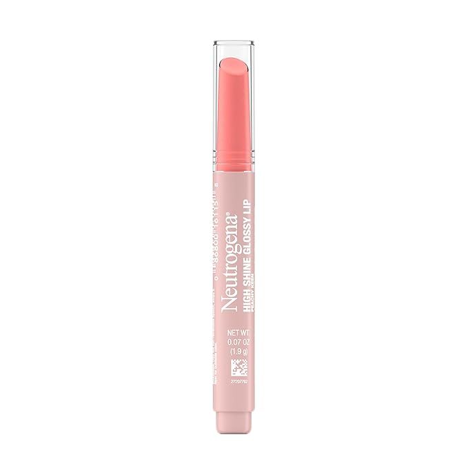 Neutrogena High Shine Glossy Lip with Maracuja Oil + Vitamins & Antioxidant Vitamin E, Nourishing Glossy Lip, Non-Retractable, Pigmented For Buildable Color, Peachy Keen, 0.07 oz