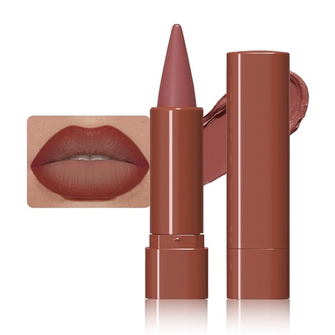 BINGBRUSH 2-in-1 Gradient Lip Liner & Lipstick Combo,Matte Longwear Waterproof Lip Pencil with Cone Tip,Smudge Proof Crayon for Flawless Ombre Contour,Women's Long Lasting Makeup Set (02#Smokey Rose)