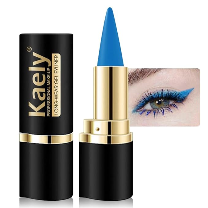 Kaely Light Blue Gel Eyeliner Pencil,Waterproof Smudge Proof Eye Liner Pen,Cat Eye Goth Halloween Makeup,Eye Black Face Paint Lipstick Crayon,Color Colorful Eyeliner Eyeshadow Stick,06