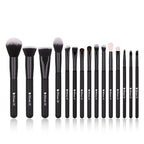 DUcare Makeup Brushes 15Pcs Premium Synthetic Kabuki Makeup Brush Set, Professional Foundation Concealers Powder Blush Blending Face Eye Shadows Black Brush Sets
