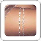 Boho Crystal Thigh Chain Silver Body