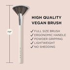 HALEYS Fan Brush VEGAN+CRUELTY-FREE, Sustainable Wood, Vegan Bristles for Airbrushed Finish, For highlighter application, Streak-free, Perfect Blending, Blurs, Smooths with Control